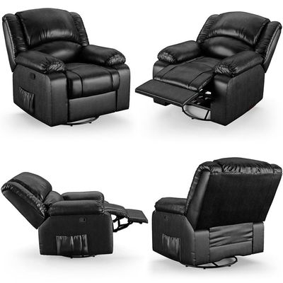 Poltrona Do Papai Reclinável Pietra Glider Giratória Fh9 Pu Preto Brilho - Mpozenato