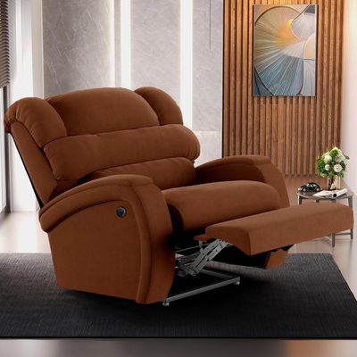 Poltrona Do Papai Reclinável Kalie Power Elétrica Usb Fh9 Veludo Terracota - Mpozenato