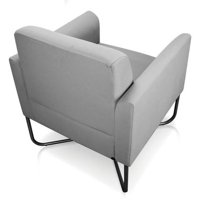 Poltrona Decorativa Base Industrial X Preta Maressa S10 Suede Cinza - Ibiza