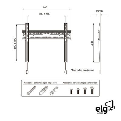 Suporte Para Tv Fixo De Parede Lcd Led Plasma 3d De 32 A 65 Perfil Slim N01v4 Elg
