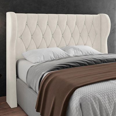 Cabeceira Casal Queen Cama 160cm Malva I02 Veludo Bege - Mpozenato
