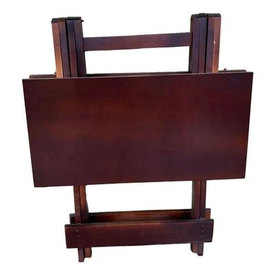 Conjunto Mesa Dobrável 4 Cadeiras Cor Imbuia Bares Restantes