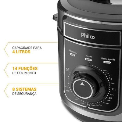 Panela De Pressão Elétrica Philco 4L 14 Funções PPPE04A 220V
