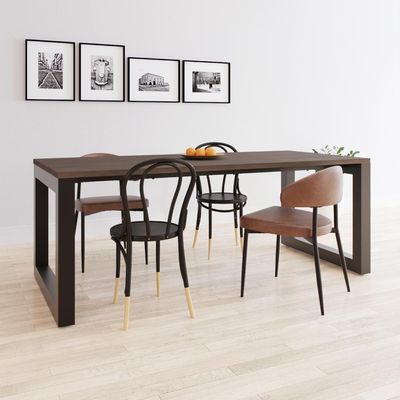 Mesa De Jantar Bronx 200x90x77cm Brmj9200 Terracota - Est.preta Terracota/est.preta