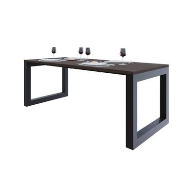 Mesa De Jantar Bronx 200x90x77cm Brmj9200 Terracota - Est.preta Terracota/est.preta