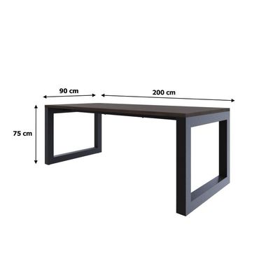 Mesa De Jantar Bronx 200x90x77cm Brmj9200 Terracota - Est.preta Terracota/est.preta