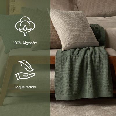 Manta Decorativa Para Sofá Tricot Golden 1,60m X 2,20m 100% Algodão Prata