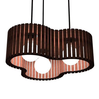 Luminária Pendente Crepusculo Modelo Ripado - Marrom
