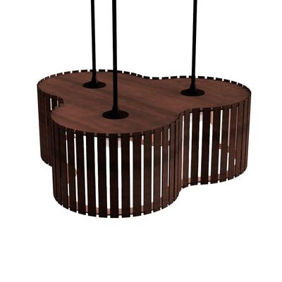 Luminária Pendente Crepusculo Modelo Ripado - Marrom