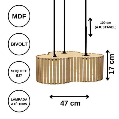 Luminária Pendente Crepusculo Modelo Ripado - Marrom