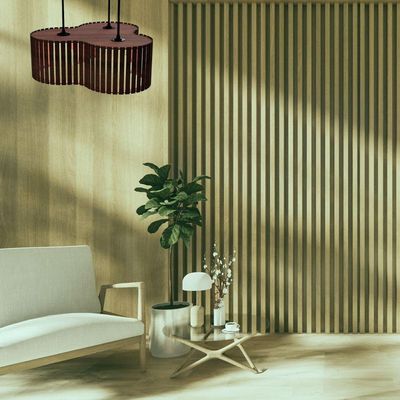 Luminária Pendente Crepusculo Modelo Ripado - Marrom