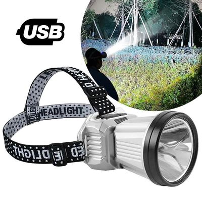 Lanterna De Cabeça Led Longo Alcance Usb Recarregável