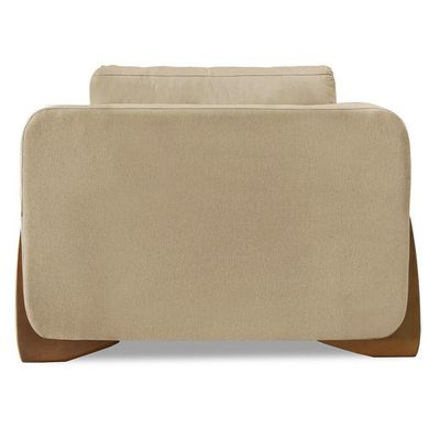 Poltrona Para Sala Base De Madeira Izzy S06 Linho Dourado - Mpozenato