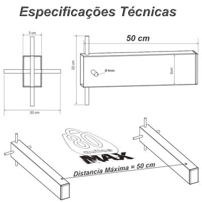 2 Suportes Pia Chumbar Bancada Mesa 50 Cm - Branco