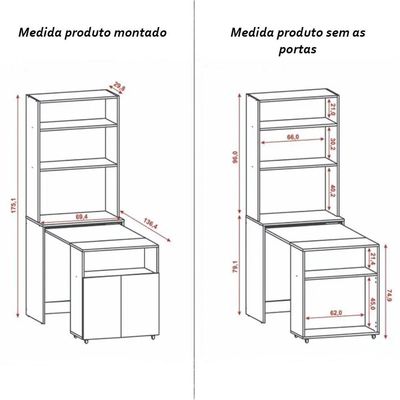 Armário Escrivaninha 2 Portas Com Mesa Retrátil Duo - Branco