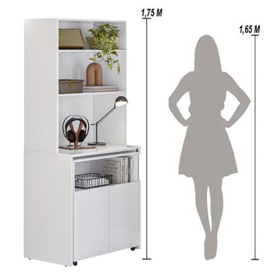 Armário Escrivaninha 2 Portas Com Mesa Retrátil Duo - Branco