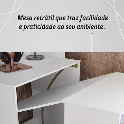 Armário Escrivaninha 2 Portas Com Mesa Retrátil Duo - Branco