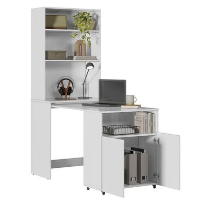 Armário Escrivaninha 2 Portas Com Mesa Retrátil Duo - Branco