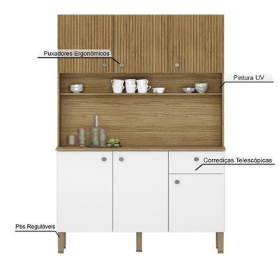 Armário De Cozinha Compacta 6 Portas 1 Gaveta Style Freijó-supremo-cp-ripado