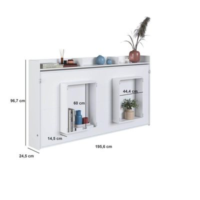Cama de Solteiro Articulável Horizontal Branca Hanover MDP Dobrável Decoração Art In Móveis