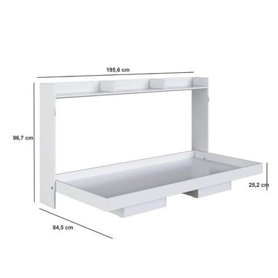 Cama de Solteiro Articulável Horizontal Branca Hanover MDP Dobrável Decoração Art In Móveis