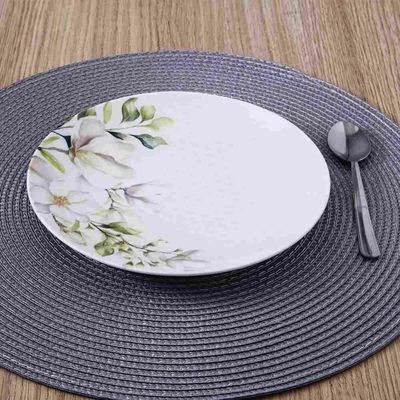 Jogo 6 Pratos de Sobremesa 21cm Tramontina Porcelana Branca Floral Magnólia