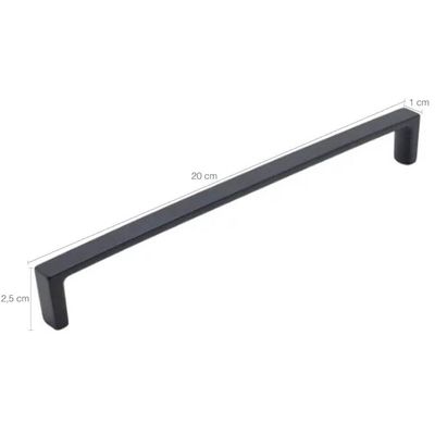Kit 3 Puxadores Torralba Alça para Móveis 20cm Preto Fosco Oeiras Armários Gavetas