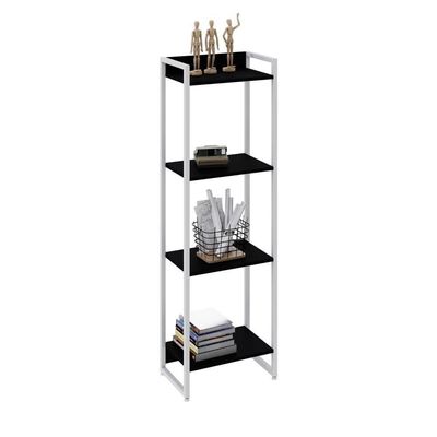 Estante Dynamica 45x30x146cm C/04 Prateleiras Preto ônix / Est.branca Preto ônix / Est.branca