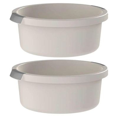 Kit 2 Bacias Flow 5L Bege com Pega Ergonômica Ou Resistentes
