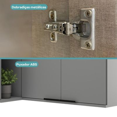 Armário Aéreo De Cozinha Miami 2 Portas Com Nicho De Canto Carraro Cinza Titânio
