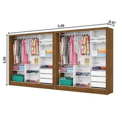 Closet Casal Duplo Dubai 6 Portas Premium 6 Gavetas Cinamomo
