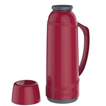 Garrafa Térmica 1L ampola de vidro Vermelha Cristal Soprano