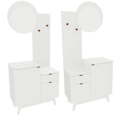 Conjunto Para Banheiro 80cm Com Espelho 2 Porta E 1 Gaveta Bn3680 Branco Tecnomobili