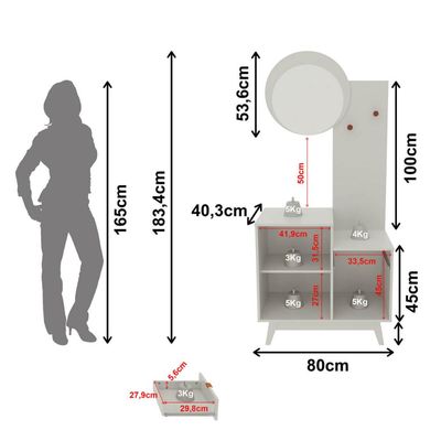 Conjunto Para Banheiro 80cm Com Espelho 2 Porta E 1 Gaveta Bn3680 Branco Tecnomobili