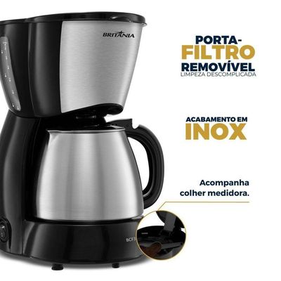Cafeteira Britânia 32 Cafezinhos 1,2L BCF32B Jarra Em Inox 110V