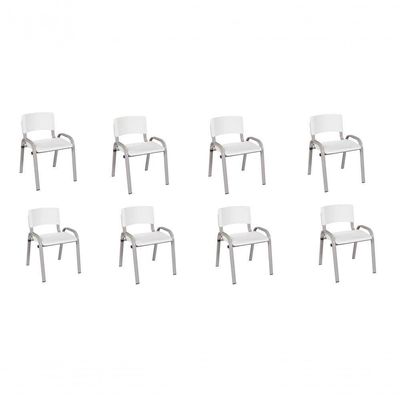 Kit 8 Cadeira Iso Infantil Creche, Escola Base Cinza Branco