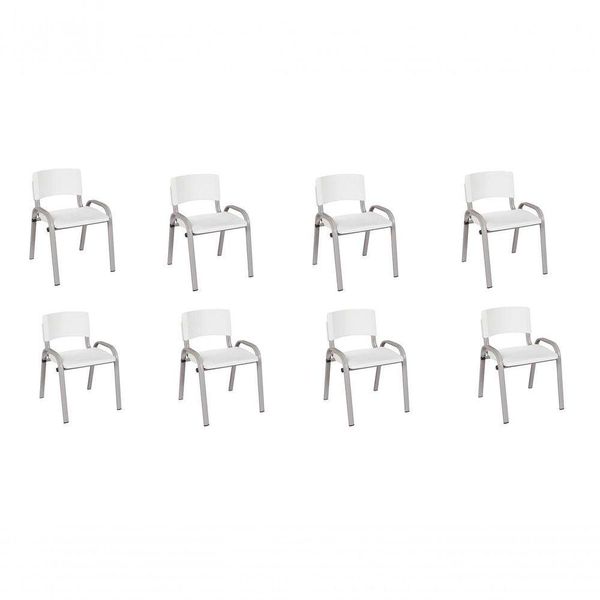 Kit 8 Cadeira Iso Infantil Creche, Escola Base Cinza Branco