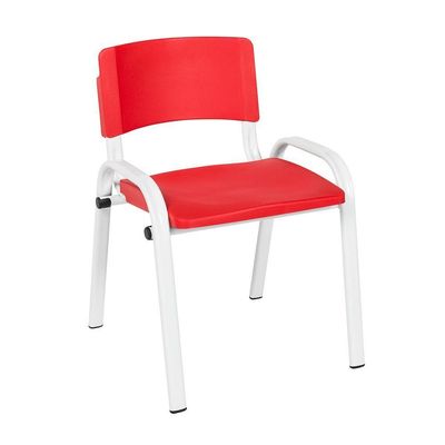 Kit 12 Cadeira Iso Infantil Creche, Escola Base Branco Vermelho