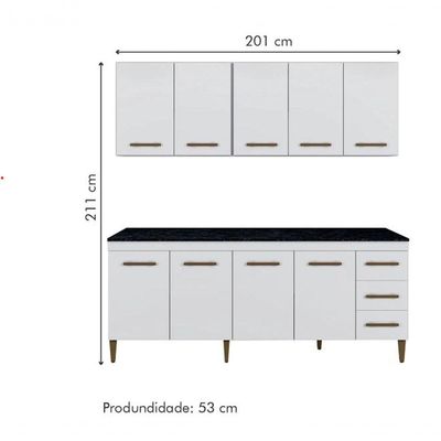 Cozinha Completa Atenas 9 Portas 3 Gavetas Kaiki Móveis - Branco