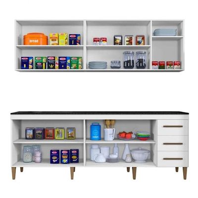 Cozinha Completa Atenas 9 Portas 3 Gavetas Kaiki Móveis - Branco