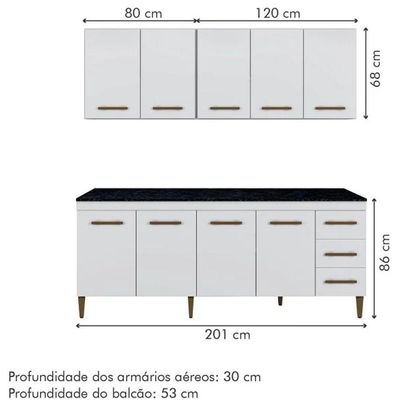 Cozinha Completa Atenas 9 Portas 3 Gavetas Kaiki Móveis - Branco