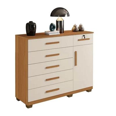 Cômoda Milão 6 Gavetas 1 Porta Benetil Móveis - Cinamomo/off