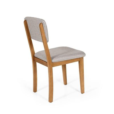 Mesa De Jantar Redonda Gabi Jade Com 4 Cadeiras Estofadas Ella Cinza Claro