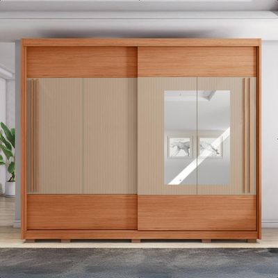 Guarda Roupa Roma 2 Portas Espelho 6 Gavetas Marrom Caemmun