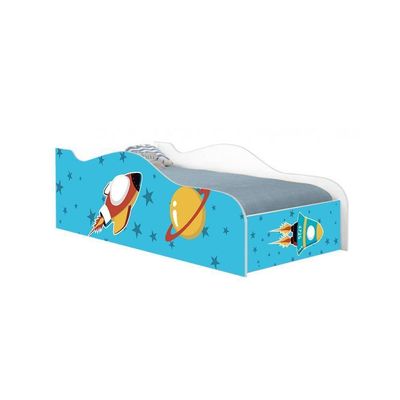 Cama Carro Fun Adesivada Foguete Espacial Solteiro
