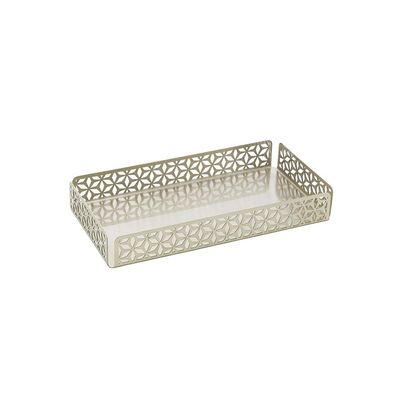 Bandeja retangular em aço inox Wolff Garden 30x25x4cm champanhe