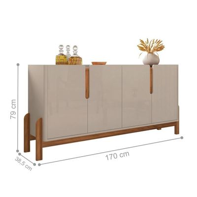 Buffet Agnes Off White-cedro 4 Portas Com Detalhe Curvo