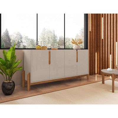 Buffet Agnes Off White-cedro 4 Portas Com Detalhe Curvo