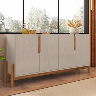 Buffet Agnes Off White-cedro 4 Portas Com Detalhe Curvo