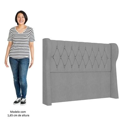 Cabeceira Casal King Cama 195cm Malva I02 Veludo Cinza - Mpozenato